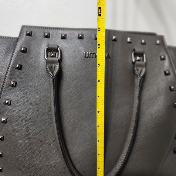 Umoda Gray Studded Laptop Bag Faux Leather - Picture 9 of 10